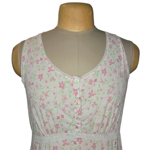 Vtg Laura Ashley Parisian Floral Cotton Nightgown Medium Cottagecore Prairie Y2K - Picture 3 of 10